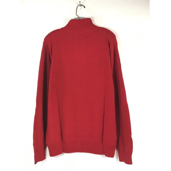 US Polo Assn. Quarter Zip Mock Neck Sweater Large Engine Red Stripe - Picture 7 of 10